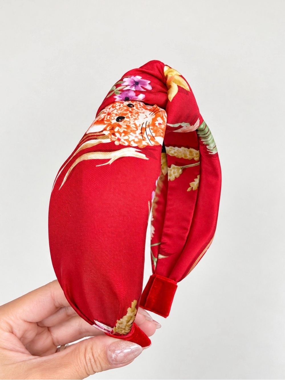 Salvatore Ferragamo Red Floral Knotted Headband